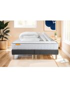 Pack lit complet Memo gris - matelas + 2 sommiers + 2 oreillers + couette - 2x80x200 cm