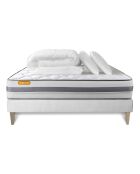 Pack lit complet Memo Spring blanc - matelas + sommier + 2 oreillers + couette - 160x200 cm