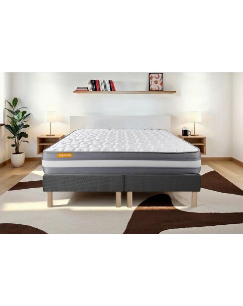 Ensemble matelas et 2 sommiers Memo Plus gris - 2x80x200 cm