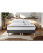 Pack lit complet Memo Zen gris - matelas + 2 sommiers + 2 oreillers + couette - 2x80x200 cm
