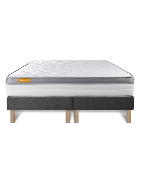 Ensemble matelas et 2 Sommiers Memo Zen gris - 2x100x200 cm