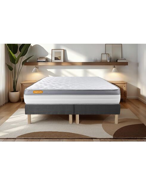 Ensemble matelas et 2 Sommiers Memo Zen gris - 2x100x200 cm