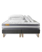 Pack lit complet Memo Plus gris - matelas + 2 sommiers + 2 oreillers + couette - 2x80x200 cm