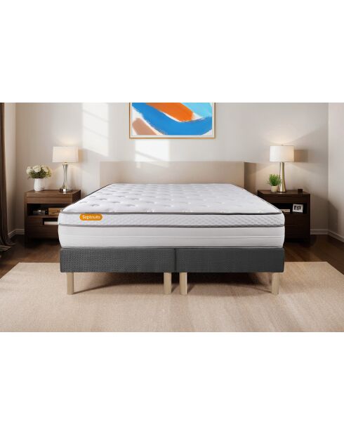 Ensemble matelas et 2 sommiers Memo Luxe gris - 2x90x200 cm