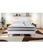 Pack lit complet Memo Plus blanc - matelas + 2 sommiers + 2 oreillers + couette - 2x80x200 cm