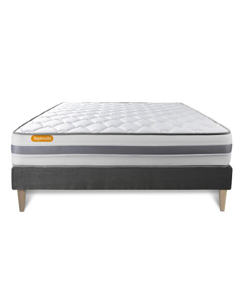 Ensemble matelas et sommier Memo Spring gris - 140x190 cm