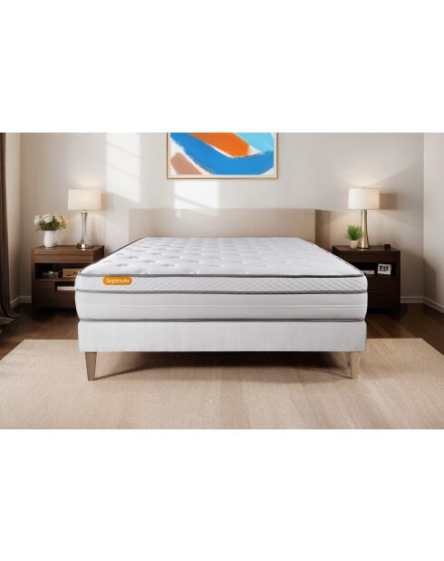 Ensemble matelas et sommier Memo Luxe blanc - 200x200 cm