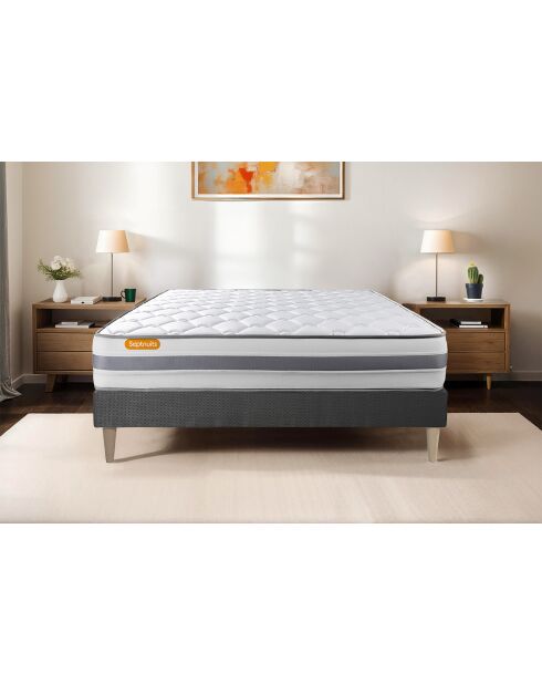 Ensemble matelas et sommier Memo Spring gris - 140x200 cm