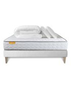 Pack lit complet Memo blanc - matelas + sommier + 2 oreillers + couette - 160x200 cm