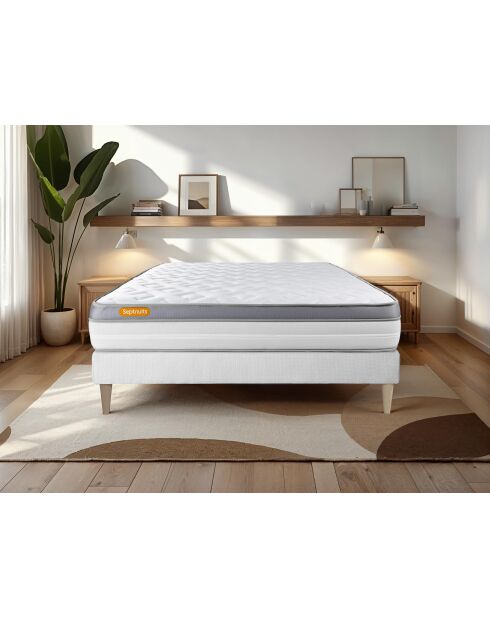 Ensemble matelas et sommier Memo Zen blanc - 200x200 cm