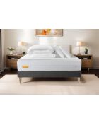 Pack lit complet Memo Bio gris foncé - matelas + sommier gris (en kit) + 2 oreillers + couette - 180 × 200 cm