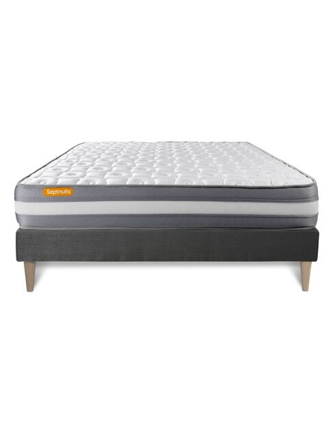 Ensemble matelas et sommier Memo Plus gris - 140x200 cm