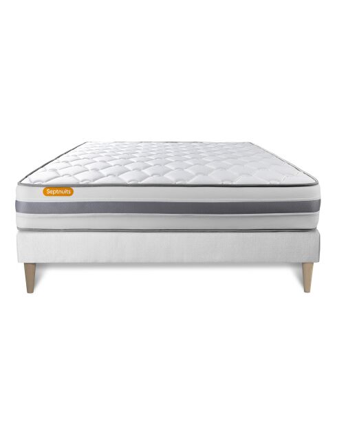 Ensemble matelas et sommier Memo Spring blanc - 200x200 cm
