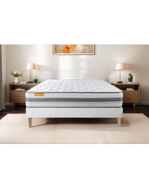 Ensemble matelas et sommier Memo Spring blanc - 200x200 cm