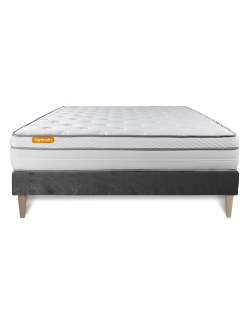 Ensemble matelas et sommier Memo Luxe gris - 180x200 cm