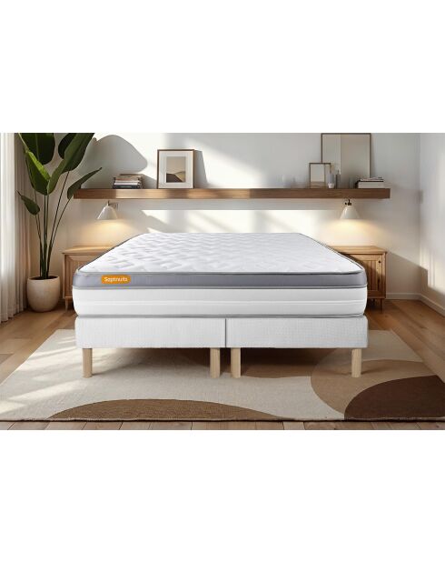 Ensemble matelas et 2 Sommiers Memo Zen blanc - 2x100x200 cm