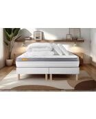 Pack lit complet Memo Zen blanc - matelas + 2 sommiers + 2 oreillers + couette - 2x80x200 cm