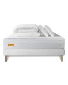Pack lit complet Memo Bio blanc - matelas + sommier blancs + 2 oreillers + couette - 160 × 200 cm