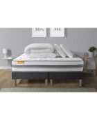 Pack lit complet Memo Spring gris - matelas + 2 sommiers + 2 oreillers + couette - 2x100x200 cm