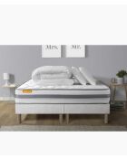 Pack lit complet Memo Spring blanc - matelas + 2 sommiers + 2 oreillers + couette - 2x90x200 cm
