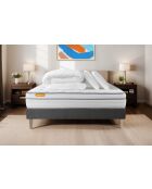 Pack lit complet Memo Luxe gris - matelas + sommier + 2 oreillers + couette - 180x200 cm