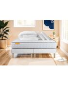Pack lit complet Memo blanc - matelas + 2 sommiers + 2 oreillers + couette - 2x80x200 cm