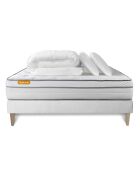 Pack lit complet Memo Luxe blanc - matelas + sommier + 2 oreillers + couette - 200x200 cm