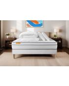 Pack lit complet Memo Luxe blanc - matelas + sommier + 2 oreillers + couette - 200x200 cm