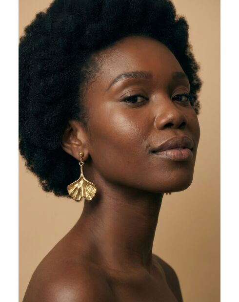 Boucles d'oreilles en Acier Solène dorées