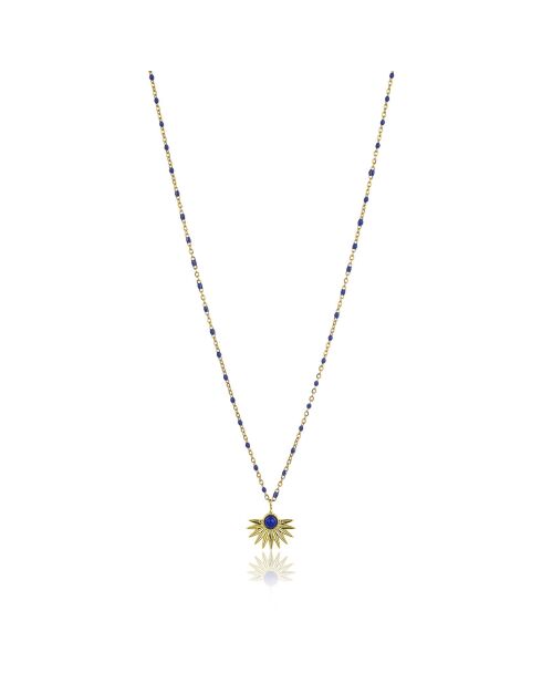 Collana Blakely in acciaio placcato oro giallo, lapislazzuli e smalto oro/blu