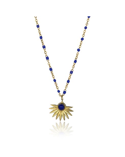 Collana Blakely in acciaio placcato oro giallo, lapislazzuli e smalto oro/blu