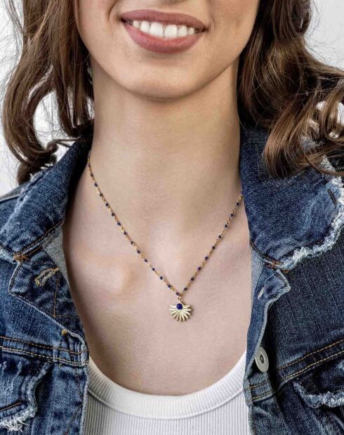Collana Blakely in acciaio placcato oro giallo, lapislazzuli e smalto oro/blu