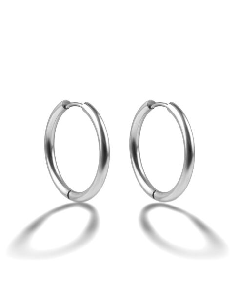 Orecchini in acciaio argentato Ø 21 mm