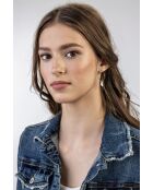 Boucles d'oreilles en Acier et perles d'imitation Priscillia argenté/blanc nacré