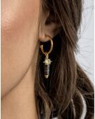 Boucles d'oreilles Margaret en acier plaqué or jaune, tourmaline noire et jaspe rouge doré/noir
