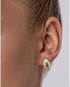 Boucles d'oreilles Maddison en acier plaqué or jaune et coquillage d'eau douce doré/blanc nacré