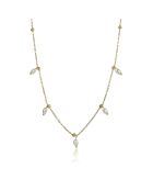 Collier Shiloh en acier plaqué or jaune et perle artificielle doré/blanc