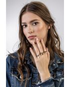 Bague en Acier et perles de verre Valentine doré/mélange