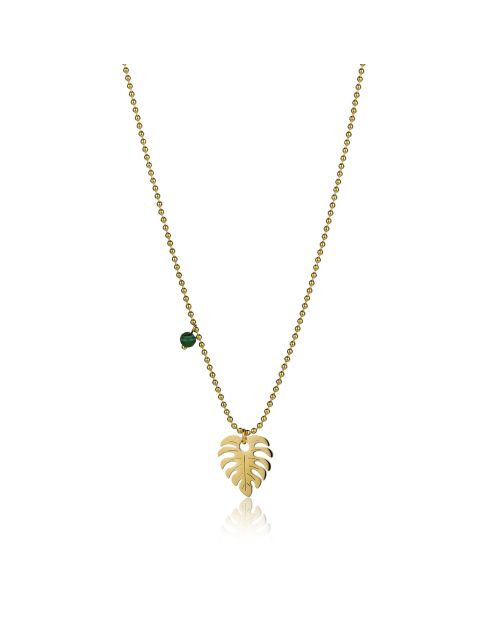 Collana Katherine in acciaio placcato oro giallo e malachite sintetica oro/verde