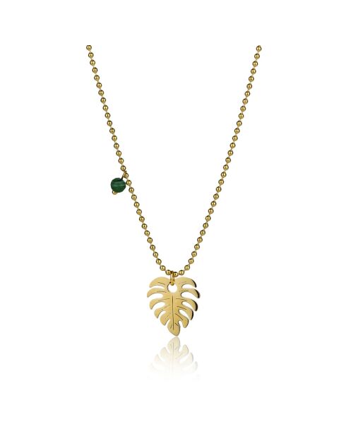 Collana Katherine in acciaio placcato oro giallo e malachite sintetica oro/verde