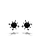 Boucles d'oreilles en Acier Bérengère argentée/noir
