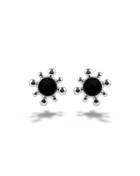 Boucles d'oreilles en Acier Bérengère argentée/noir