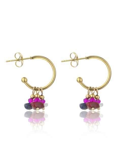 Boucles d'oreilles en Acier, cristaux Ursule dorées/mélange