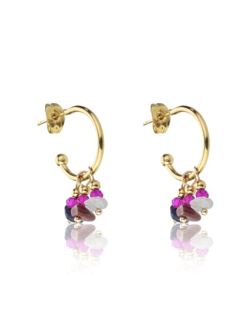 Boucles d'oreilles en Acier, cristaux Ursule dorées/mélange