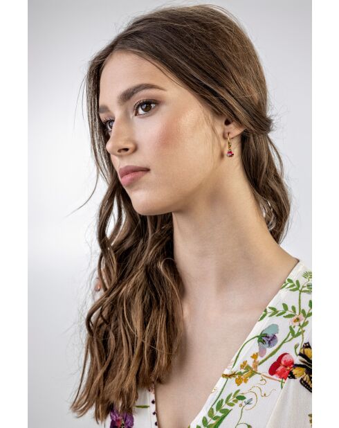 Boucles d'oreilles en Acier, cristaux Ursule dorées/mélange
