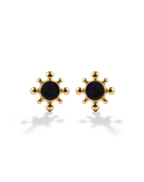 Boucles d'oreilles en Acier Alexia dorée/noir