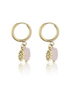 Boucles d'oreilles Khloe en acier plaqué or jaune et cristal doré/rose