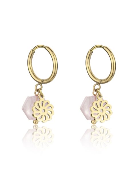 Boucles d'oreilles Khloe en acier plaqué or jaune et cristal doré/rose