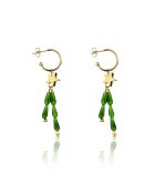 Boucles d'oreilles en Acier et cristaux Zoé doré/vert
