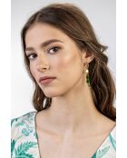 Boucles d'oreilles en Acier et cristaux Zoé doré/vert